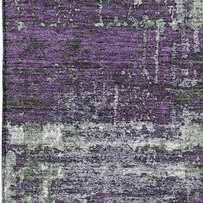 Purple Green And Ivory Geometric Washable Area Rug With UV Protection Photo 3