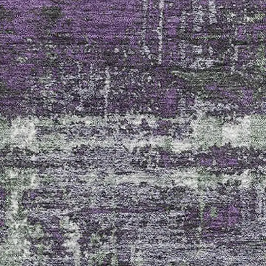 Purple Green And Ivory Geometric Washable Area Rug With UV Protection Photo 3