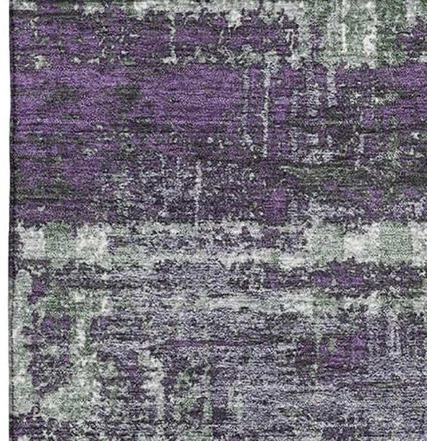 Purple Green And Ivory Geometric Washable Area Rug With UV Protection Photo 4