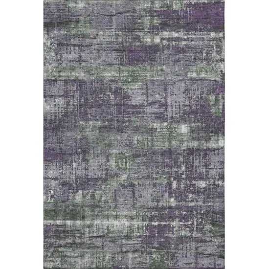 Purple Green And Ivory Geometric Washable Area Rug With UV Protection Photo 4