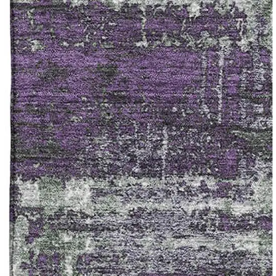 Purple Green And Ivory Geometric Washable Area Rug With UV Protection Photo 3