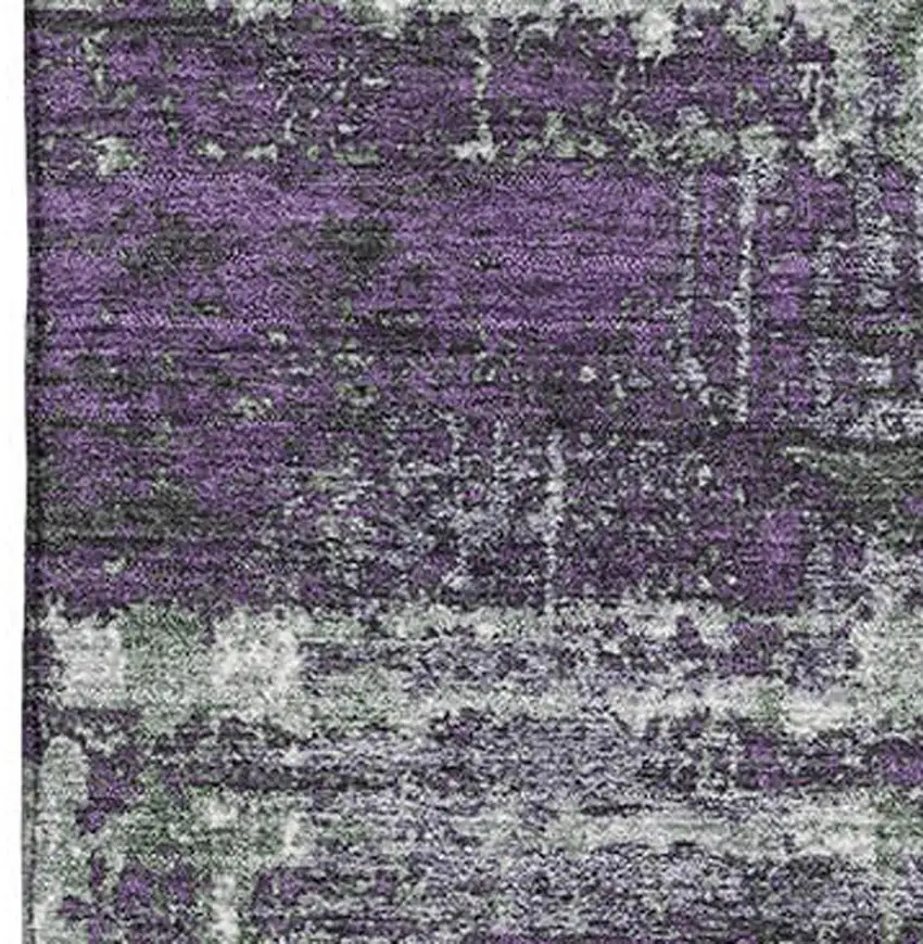Purple Green And Ivory Geometric Washable Area Rug With UV Protection Photo 3