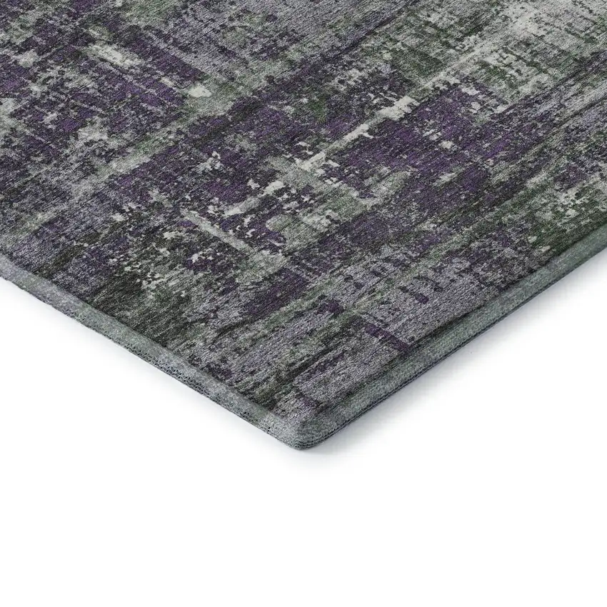 Purple Green And Ivory Geometric Washable Area Rug With UV Protection Photo 8