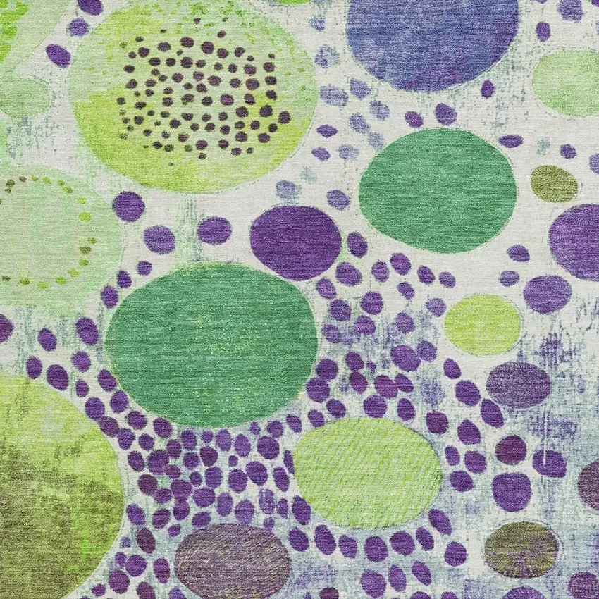Purple Green And Ivory Geometric Washable Indoor Outdoor Area Rug Photo 3