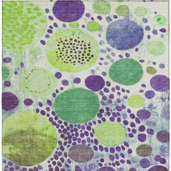 Purple Green And Ivory Geometric Washable Indoor Outdoor Area Rug Photo 3