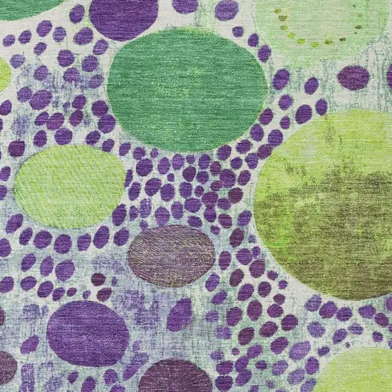 Purple Green And Ivory Geometric Washable Indoor Outdoor Area Rug Photo 3