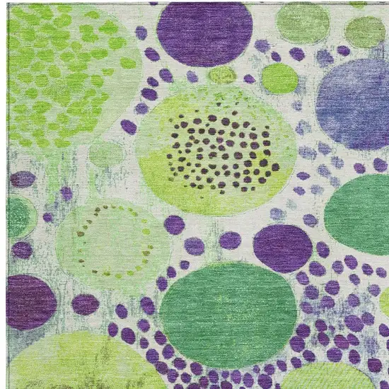 Purple Green And Ivory Geometric Washable Indoor Outdoor Area Rug Photo 3