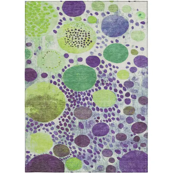 Purple Green And Ivory Geometric Washable Indoor Outdoor Area Rug Photo 9