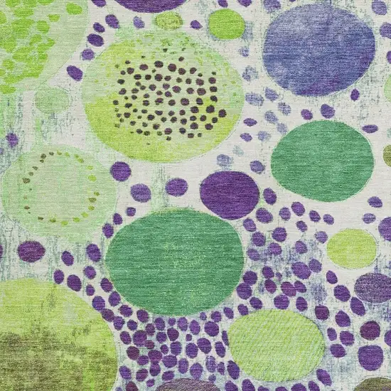 Purple Green And Ivory Geometric Washable Indoor Outdoor Area Rug Photo 3