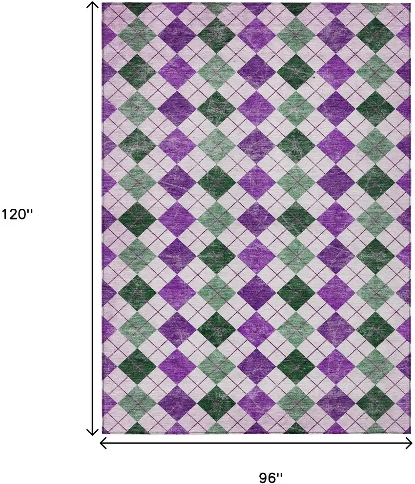 Purple Green And Ivory Geometric Washable Indoor Outdoor Area Rug Photo 3