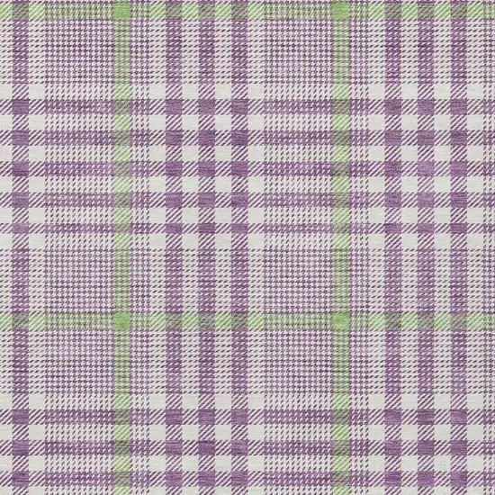 Purple Green And Ivory Plaid Washable Indoor Outdoor Area Rug Photo 5