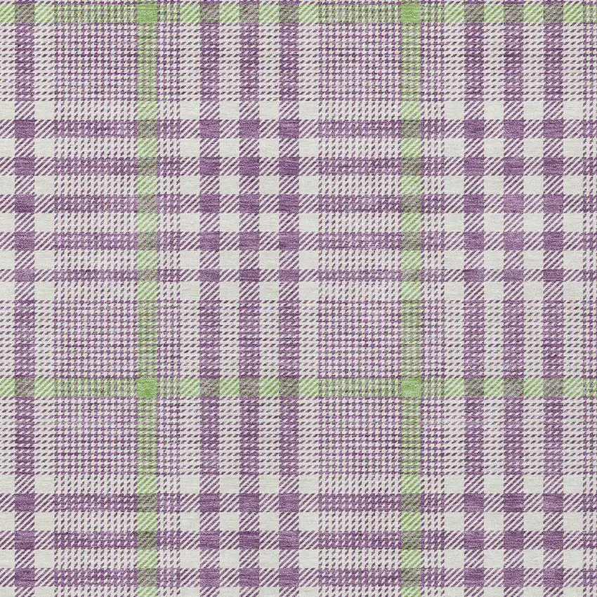 Purple Green And Ivory Plaid Washable Indoor Outdoor Area Rug Photo 5
