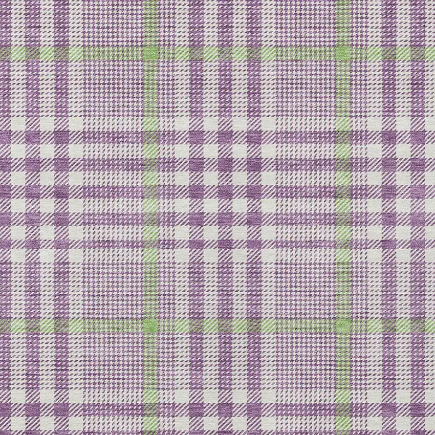 Purple Green And Ivory Plaid Washable Indoor Outdoor Area Rug Photo 5