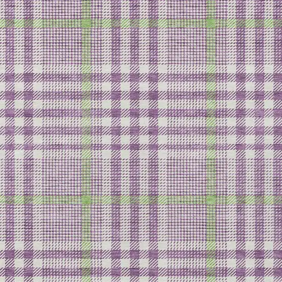 Purple Green And Ivory Plaid Washable Indoor Outdoor Area Rug Photo 5