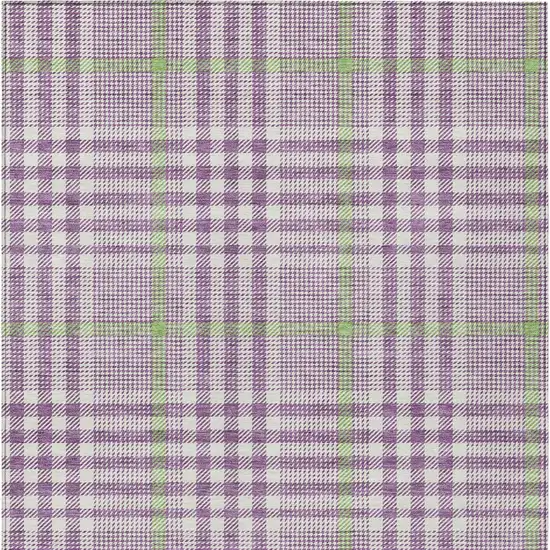 Purple Green And Ivory Plaid Washable Indoor Outdoor Area Rug Photo 6
