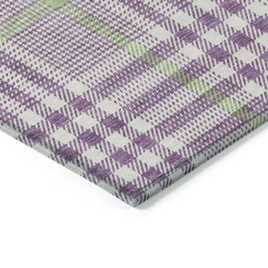 Purple Green And Ivory Plaid Washable Indoor Outdoor Area Rug Photo 4
