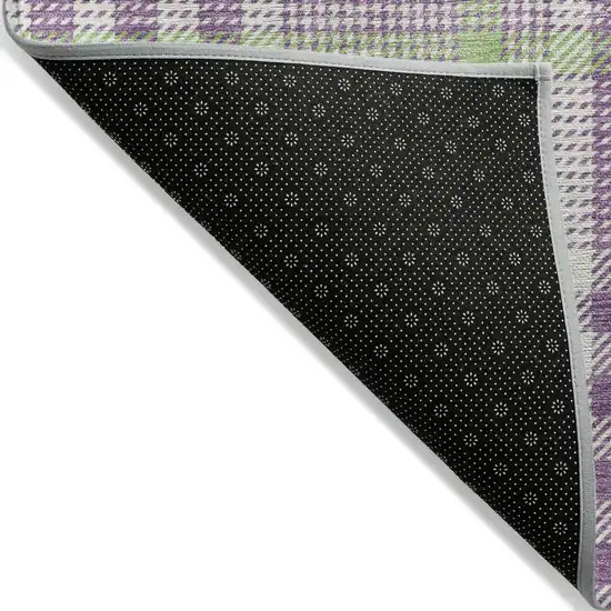 Purple Green And Ivory Plaid Washable Indoor Outdoor Area Rug Photo 3