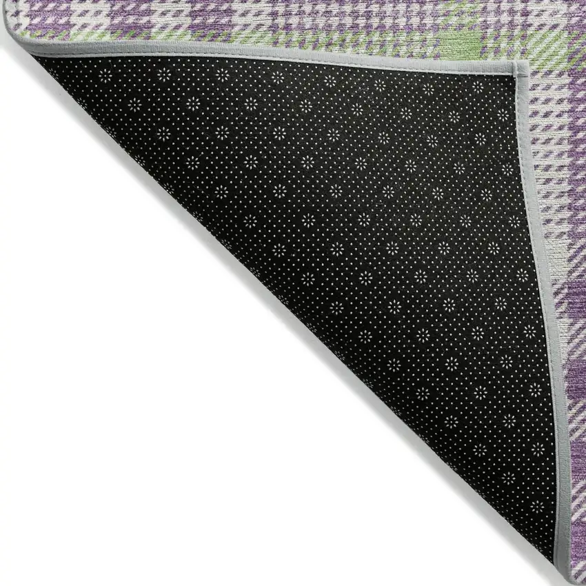 Purple Green And Ivory Plaid Washable Indoor Outdoor Area Rug Photo 3