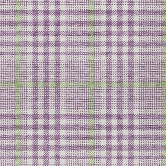 Purple Green And Ivory Plaid Washable Indoor Outdoor Area Rug Photo 5