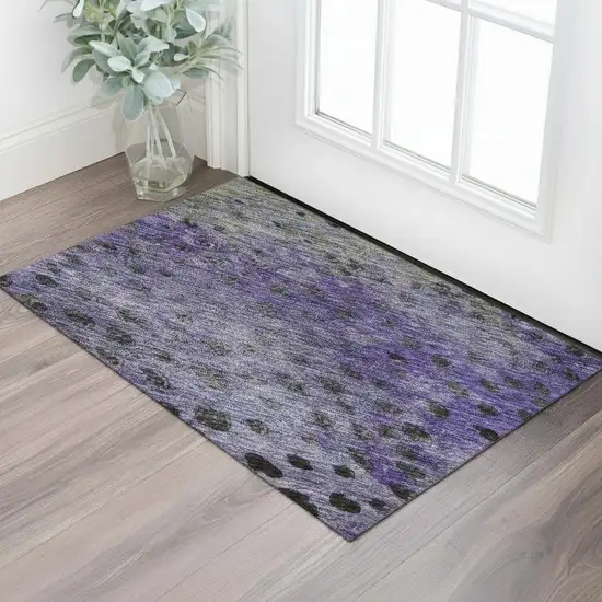 Purple Green And Ivory Polka Dot Washable Area Rug With UV Protection Photo 2