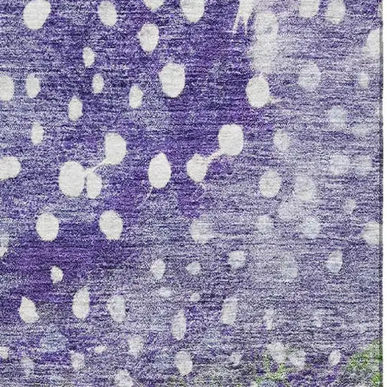 Purple Green And Ivory Polka Dot Washable Area Rug With UV Protection Photo 3