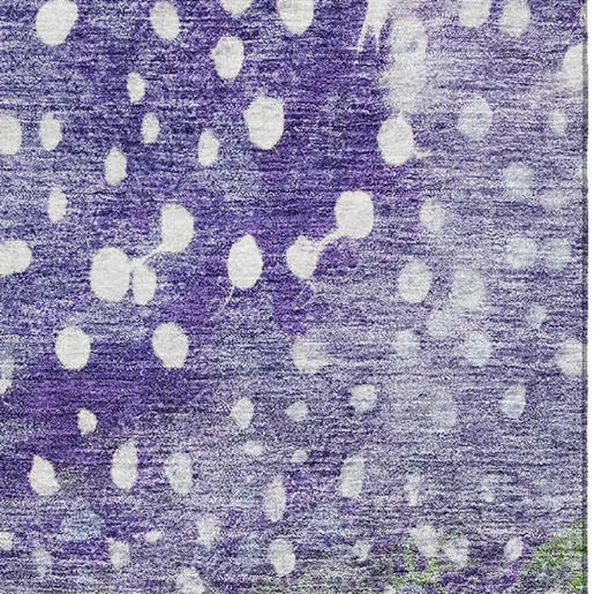 Purple Green And Ivory Polka Dot Washable Area Rug With UV Protection Photo 3