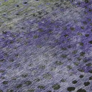 Photo of Purple Green And Ivory Polka Dot Washable Area Rug With UV Protection