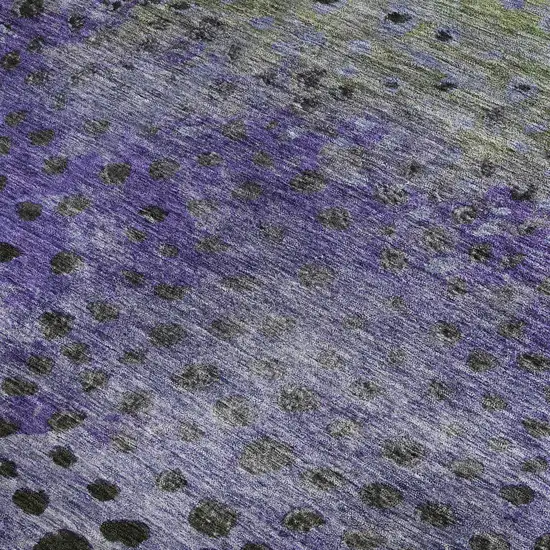 Purple Green And Ivory Polka Dot Washable Area Rug With UV Protection Photo 3
