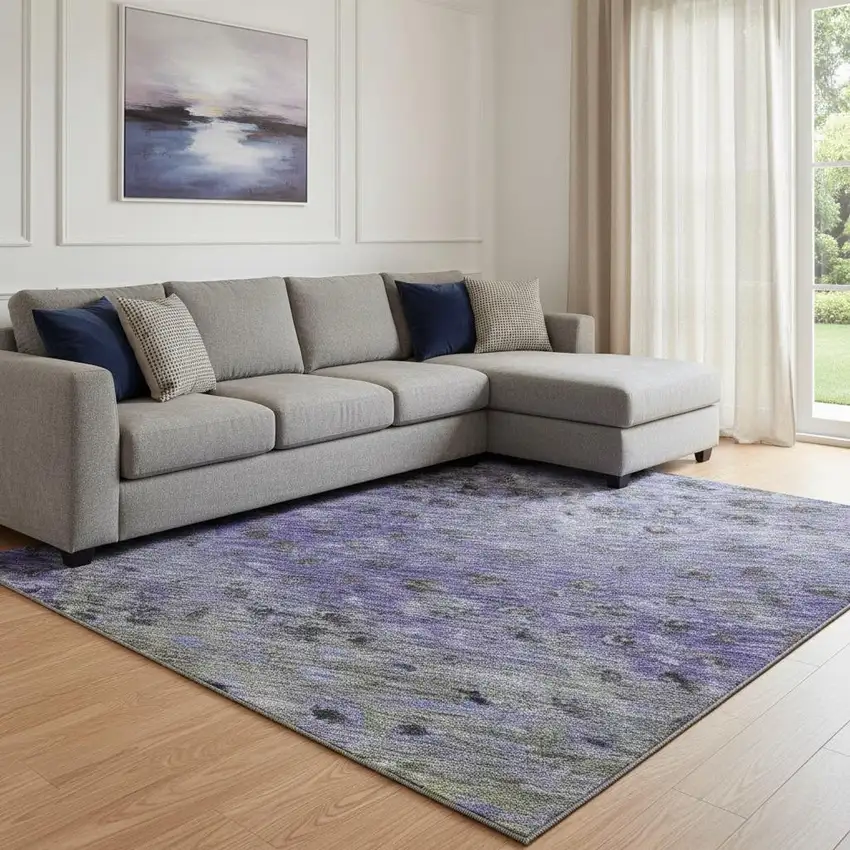 Purple Green And Ivory Polka Dot Washable Area Rug With UV Protection Photo 2