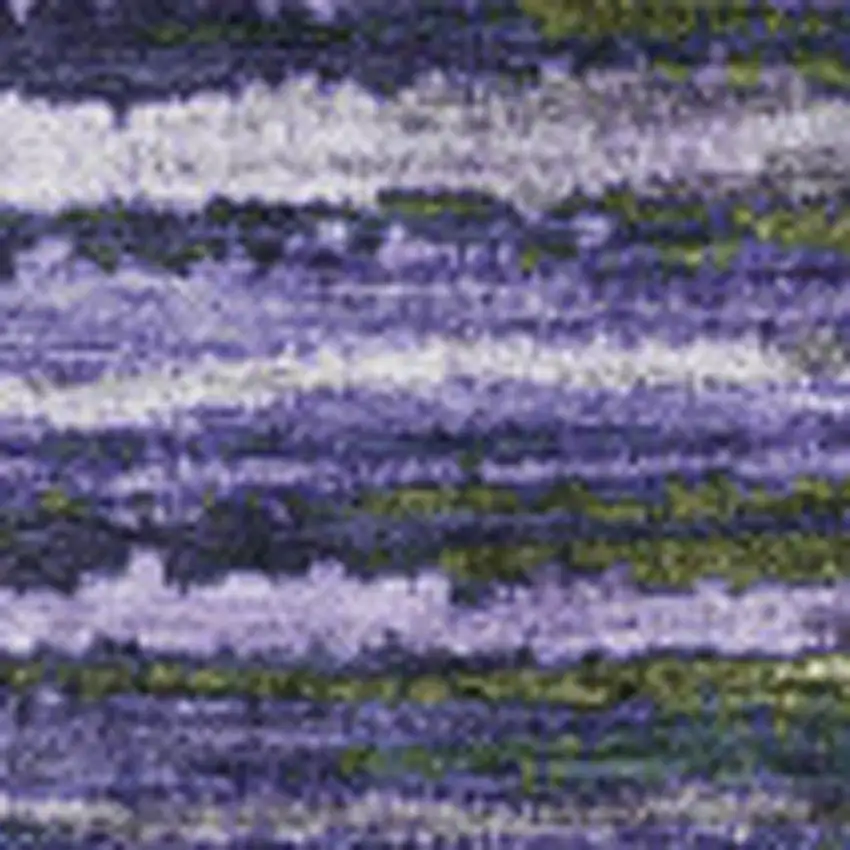 Purple Green And Ivory Striped Washable Area Rug With UV Protection Photo 3