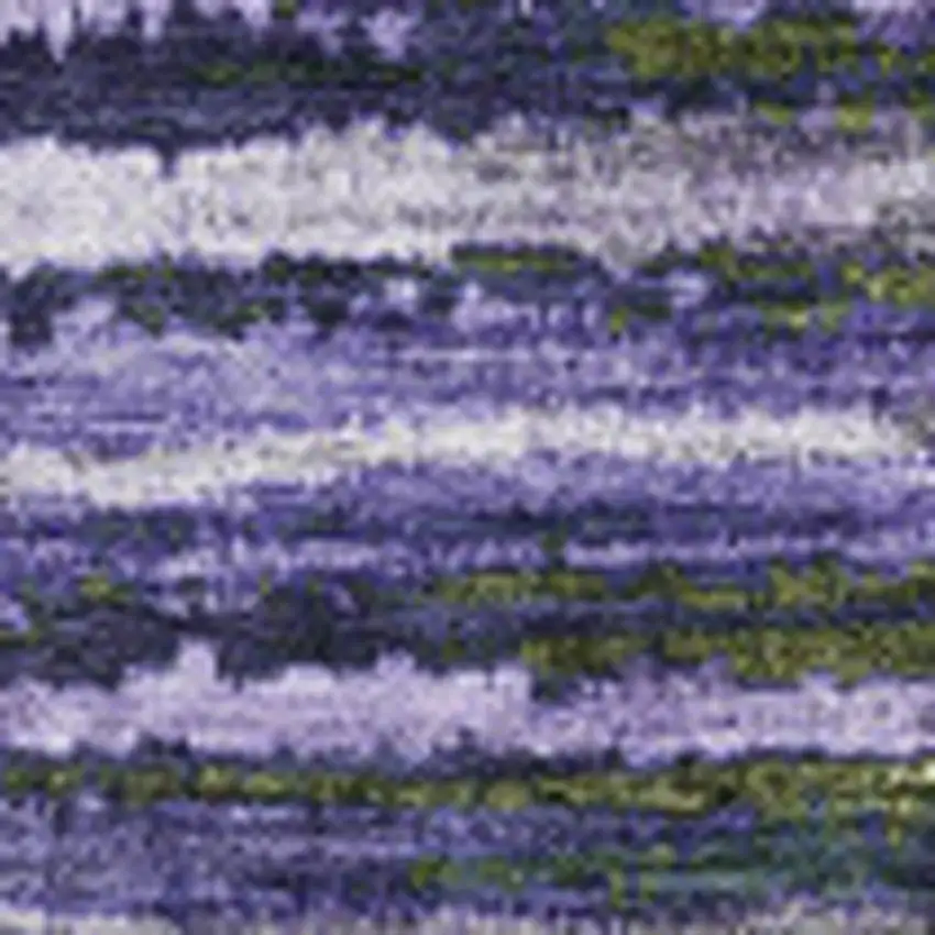 Purple Green And Ivory Striped Washable Area Rug With UV Protection Photo 8