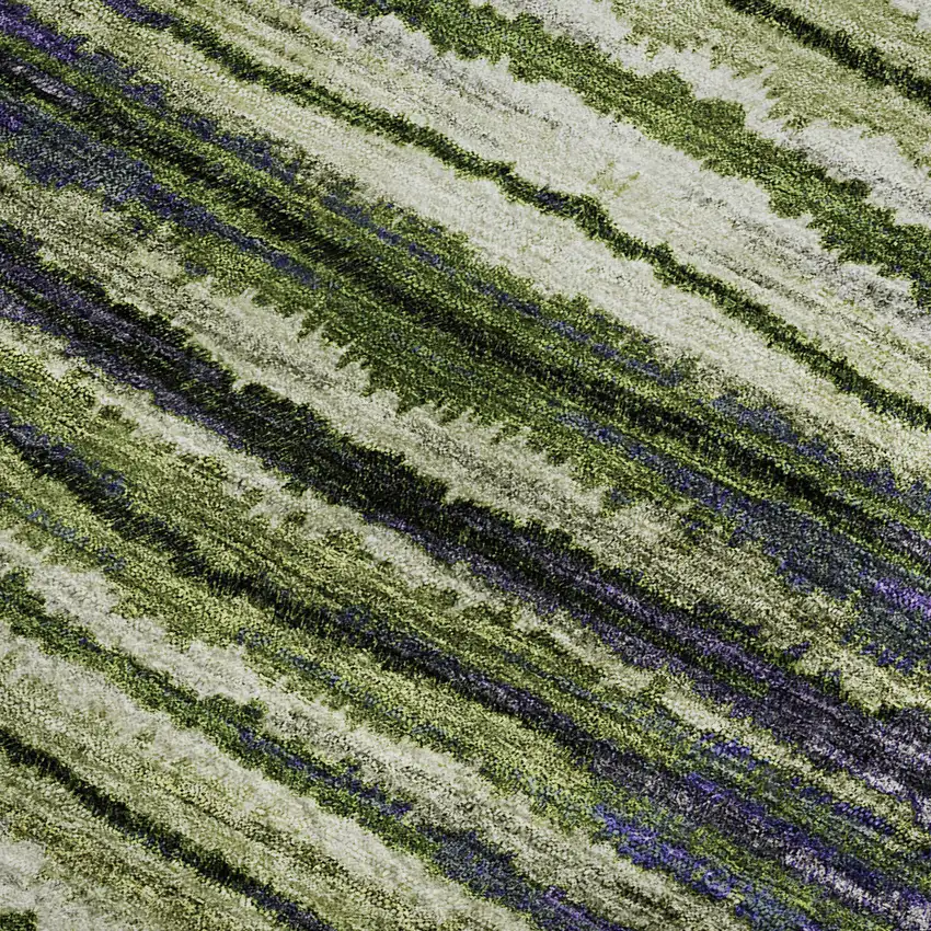 Purple Green And Ivory Striped Washable Area Rug With UV Protection Photo 4