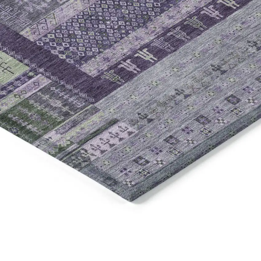 Purple Green And Lavender Striped Washable Indoor Outdoor Area Rug Photo 6