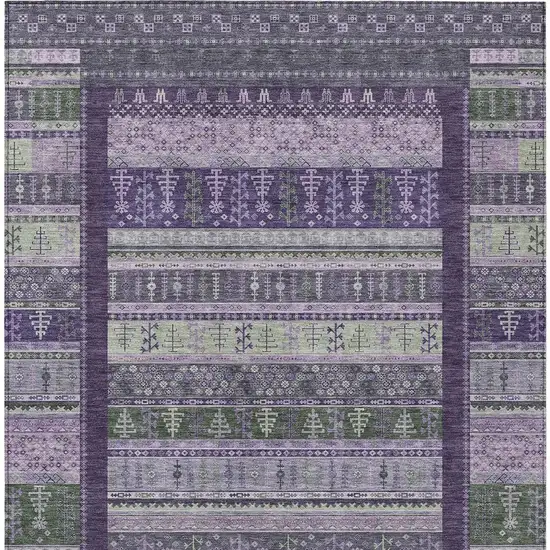 Purple Green And Lavender Striped Washable Indoor Outdoor Area Rug Photo 1