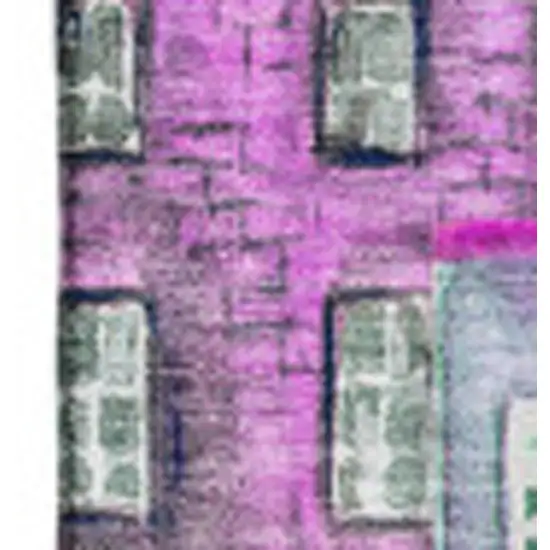 Purple Green And Pink Abstract Geometric Washable Area Rug With UV Protection Photo 2