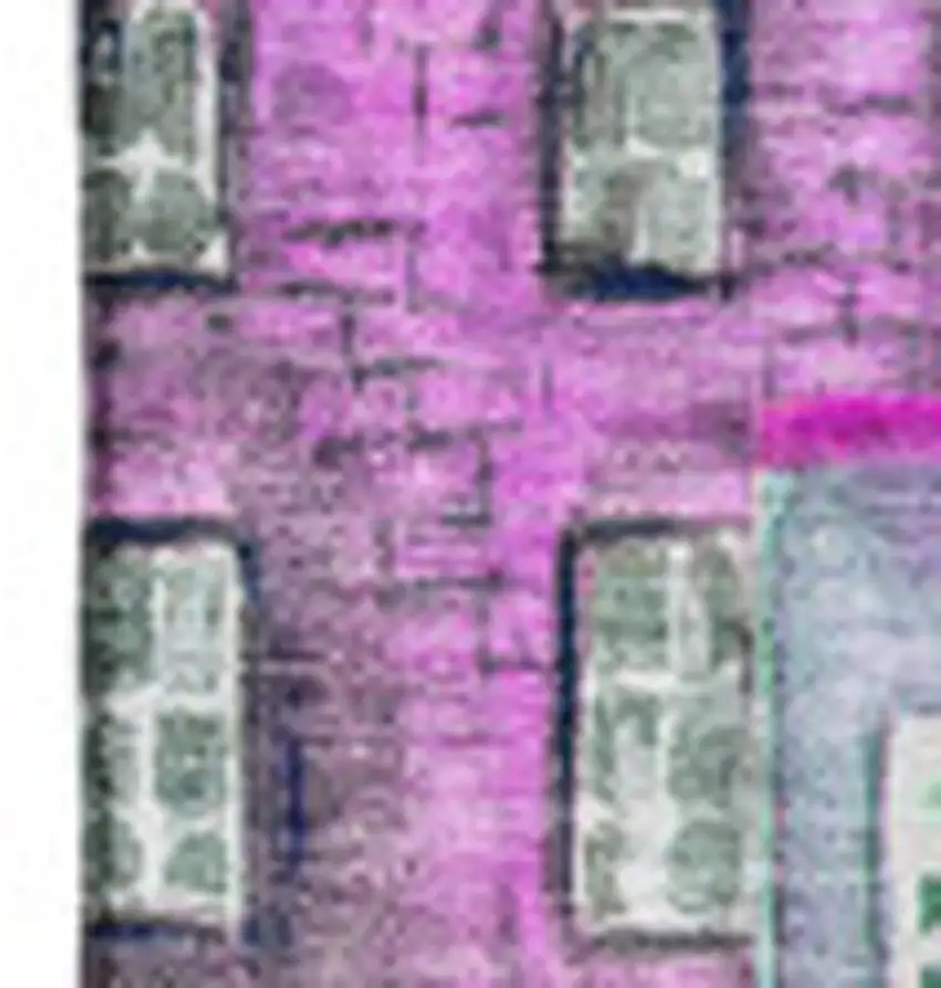 Purple Green And Pink Abstract Geometric Washable Area Rug With UV Protection Photo 2