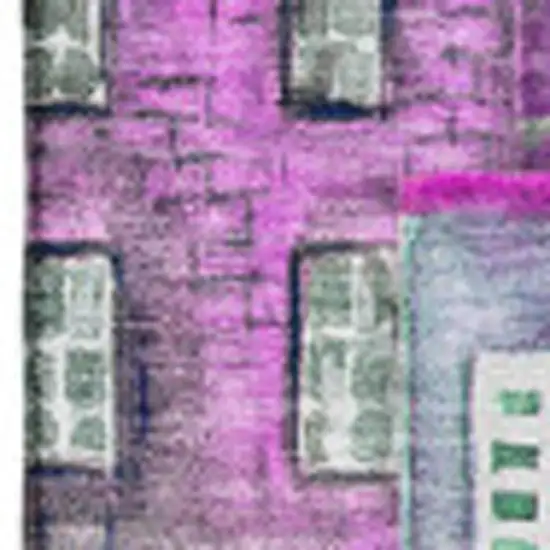 Purple Green And Pink Abstract Geometric Washable Area Rug With UV Protection Photo 4