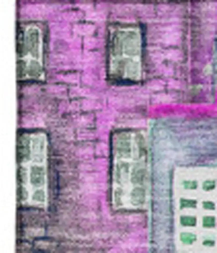 Purple Green And Pink Abstract Geometric Washable Area Rug With UV Protection Photo 3