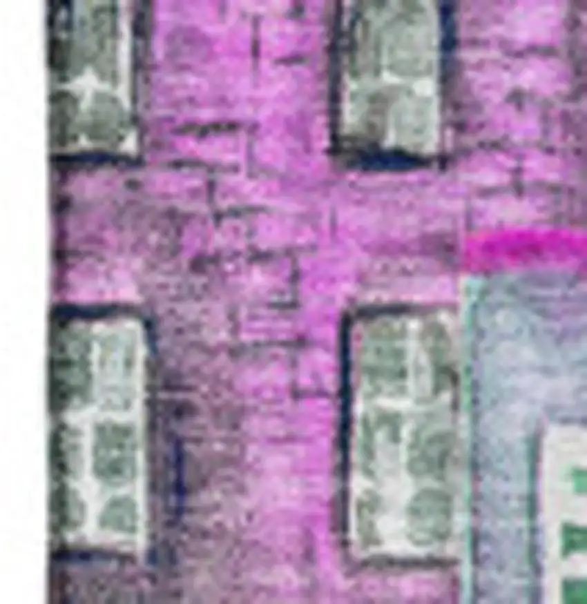 Purple Green And Pink Abstract Geometric Washable Area Rug With UV Protection Photo 2