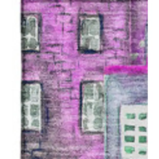 Purple Green And Pink Abstract Geometric Washable Area Rug With UV Protection Photo 3