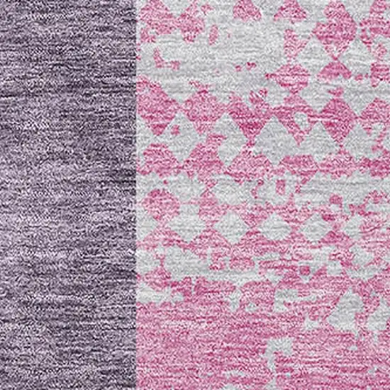Purple Green And Pink Geometric Washable Area Rug With UV Protection Photo 2