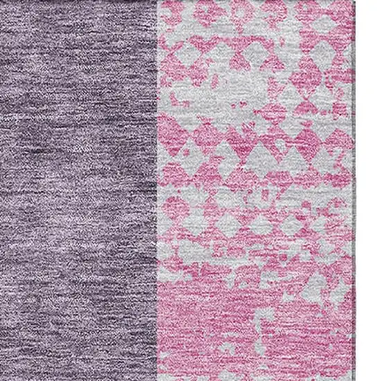 Purple Green And Pink Geometric Washable Area Rug With UV Protection Photo 3