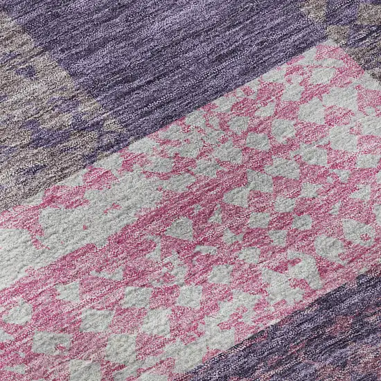 Purple Green And Pink Geometric Washable Area Rug With UV Protection Photo 9