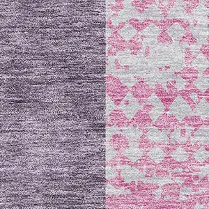 Photo of Purple Green And Pink Geometric Washable Area Rug With UV Protection