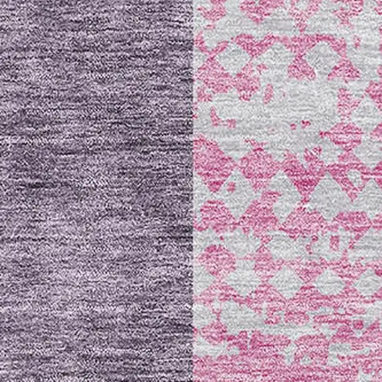 Purple Green And Pink Geometric Washable Area Rug With UV Protection Photo 2