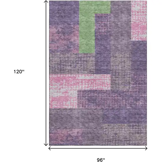 Purple Green And Pink Geometric Washable Area Rug With UV Protection Photo 9