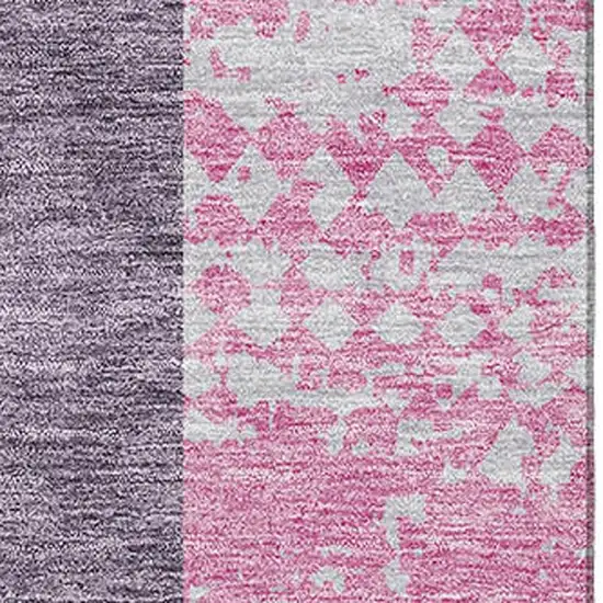 Purple Green And Pink Geometric Washable Area Rug With UV Protection Photo 2
