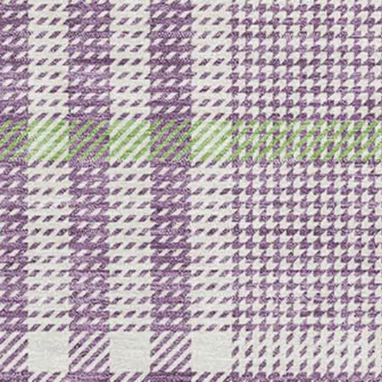 Purple Ivory And Artichoke Green Plaid Washable Area Rug With UV Protection Photo 2