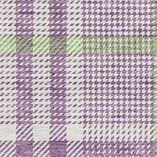 Purple Ivory And Artichoke Green Plaid Washable Area Rug With UV Protection Photo 3