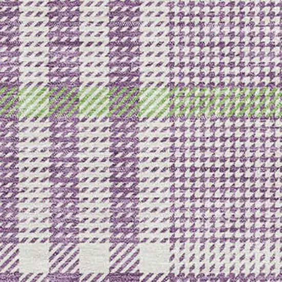 Purple Ivory And Artichoke Green Plaid Washable Area Rug With UV Protection Photo 2